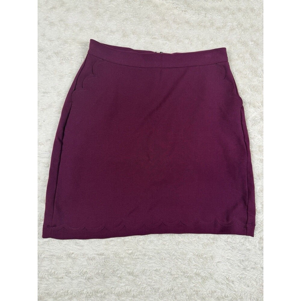 Banana Republic Women's Burgandy Straight Pencil Skirt Scalloped Zip Size 0